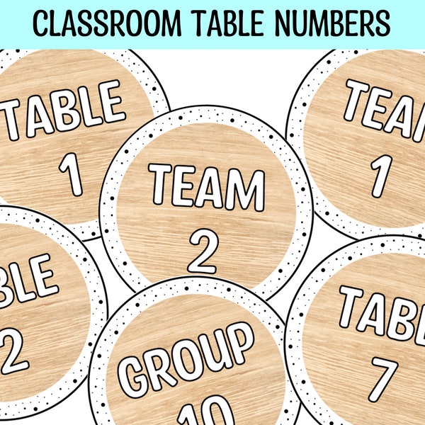 Classroom Table numbers, printable table numbers,round table numbers, boho neutral colors table numbers, table,team,group labels,table signs