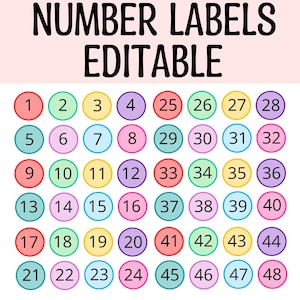 Petites étiquettes imprimables, cercles lumineux avec chiffres, étiquettes cubiques, petits chiffres de la rentrée scolaire pour organisation, zones de numérotation, chiffres