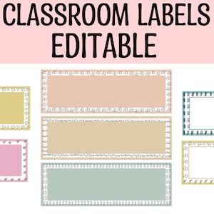 Boho Classroom Labels, student name tags, back to school labels, editable student desk plates, Boho neutral name tags, cubby labels, Tags