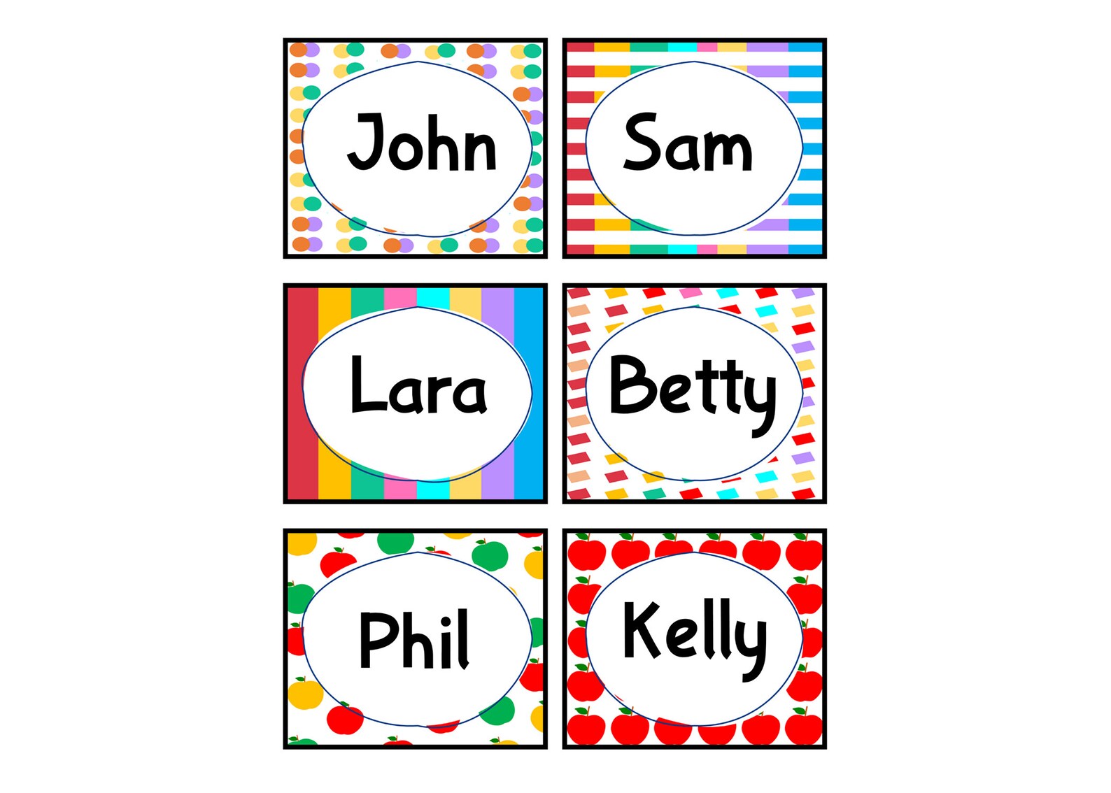 Printable Colorful Student Name Tags, Student Name Labels, Bright ...