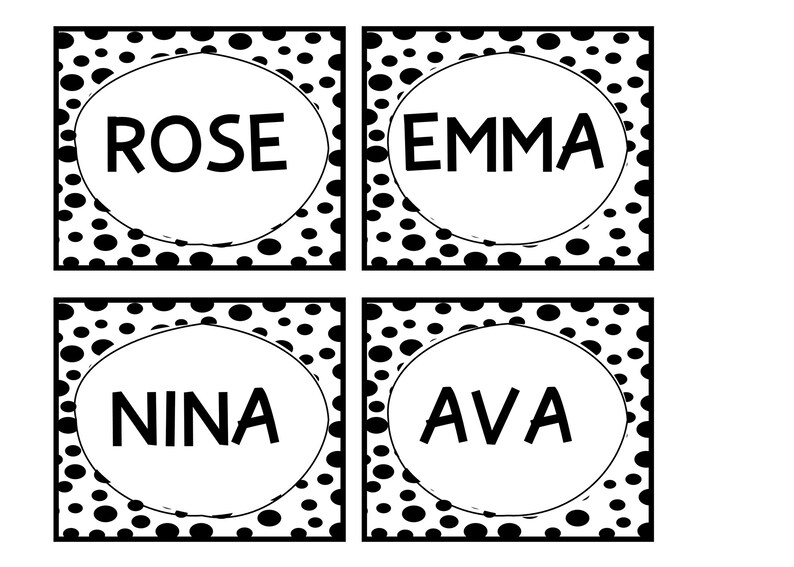 Printable Black and White Name Tags, Name Signs, Back to School Labels ...