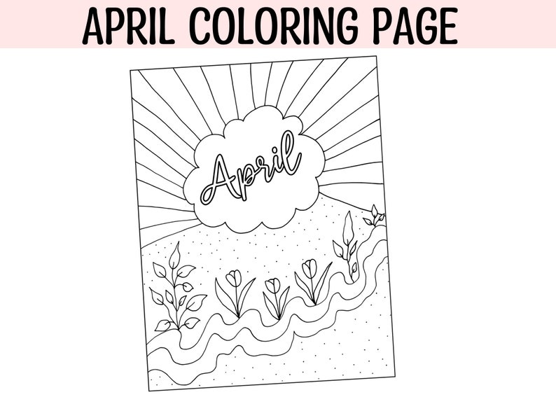Printable Spring Coloring Page, April Coloring Page, Happy Coloring ...