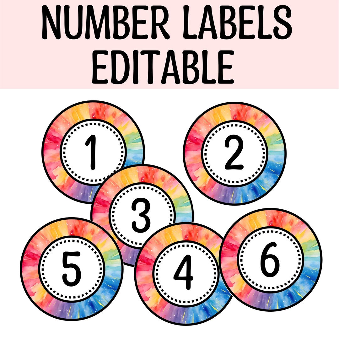 Printable Editable Number Labels, Classroom Calendar Tags (digital ...