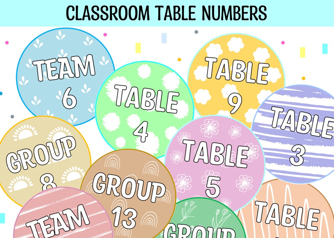 Classroom Table Numbers Printable Table Numbers Round Etsy