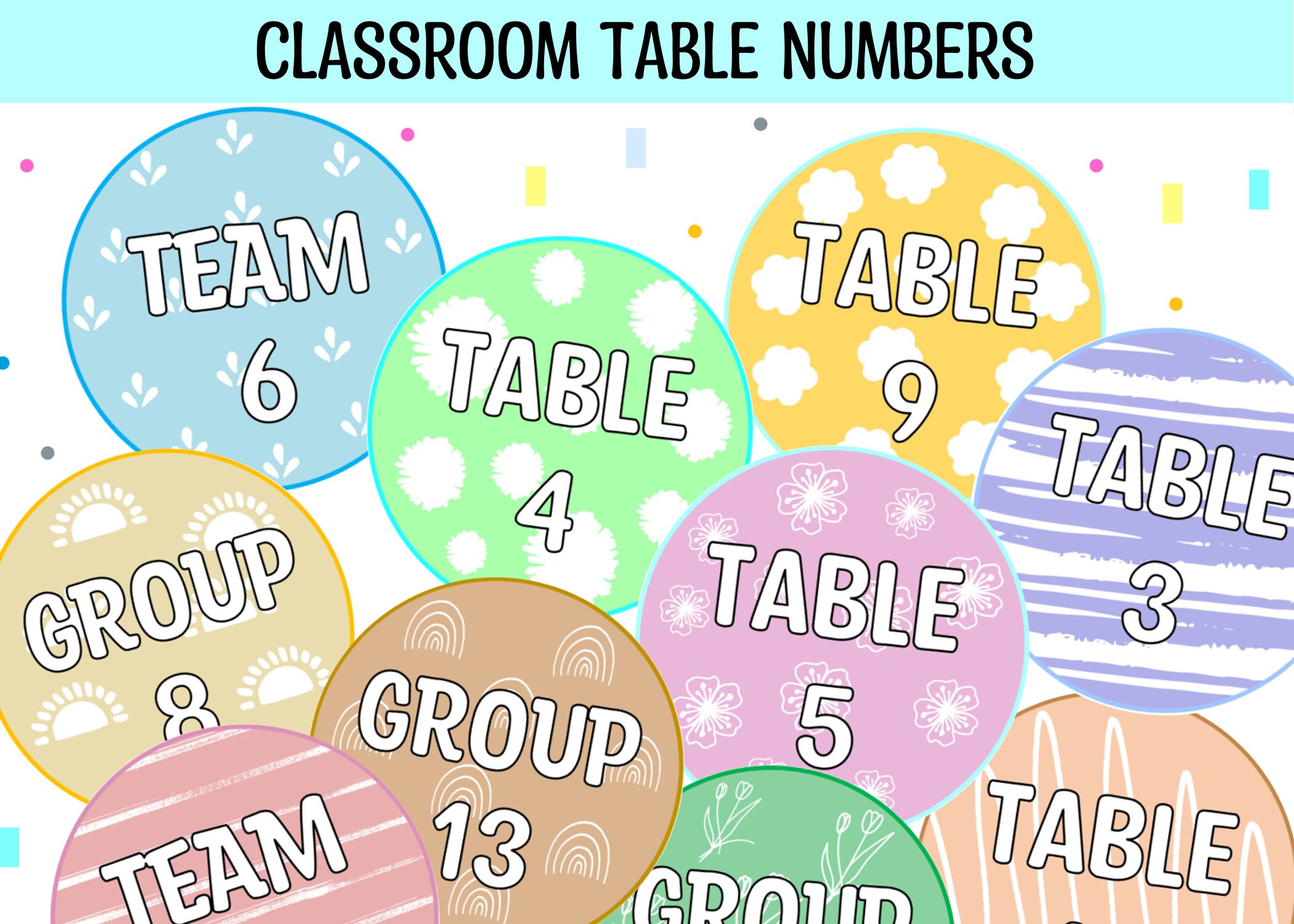 Classroom Table Numbers Printable Table Numbers Round Etsy Canada