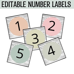 Étiquettes numéros de calendrier, cartes numériques imprimables, étiquettes numériques bohèmes, nombres minimalistes, étiquettes numériques abstraites, numéros carrés de la rentrée