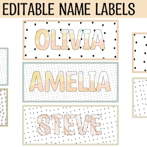 Printable Student Name Labels, Name Labels, Trolley Labels, Cubby Labels, Back to School Labels, Black and White Classroom Name Labels