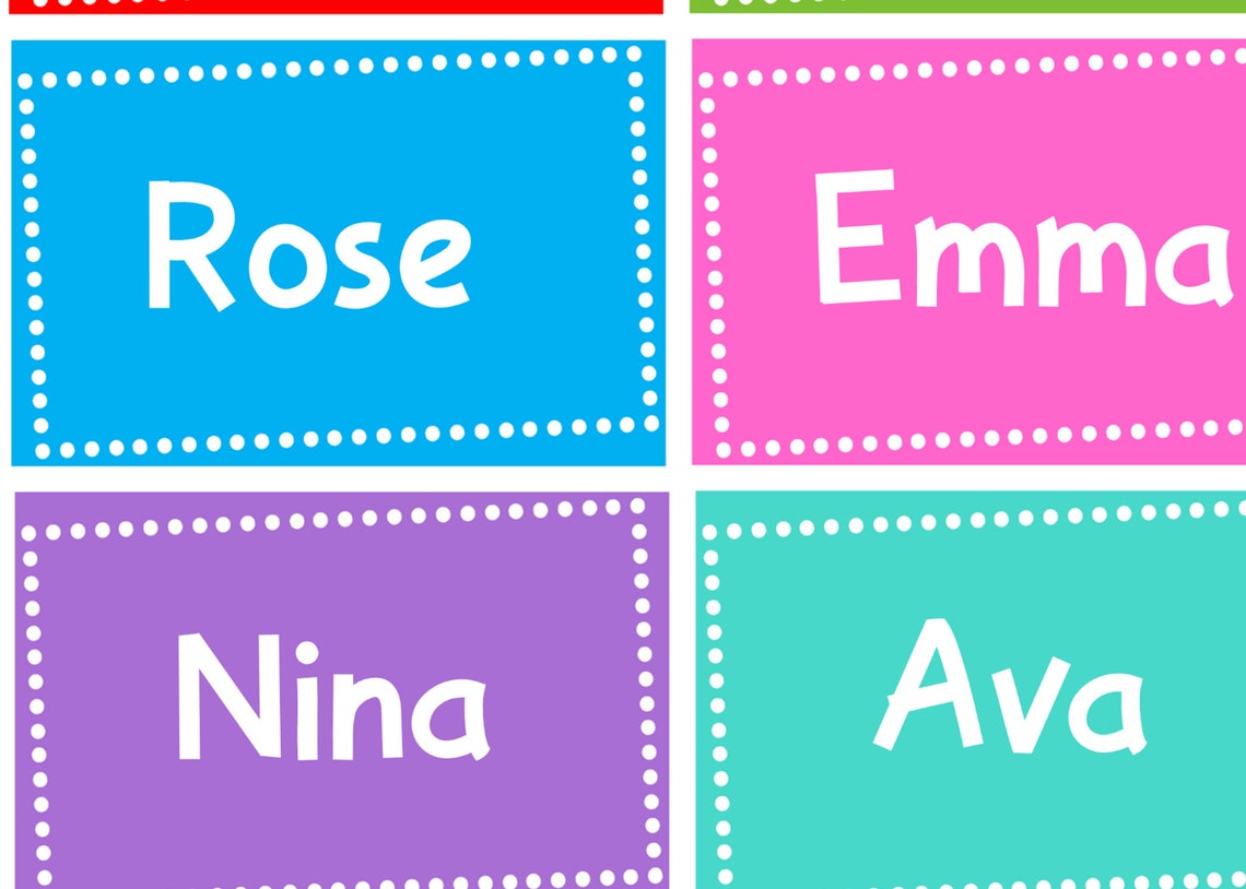 Printable Name Tags, Bright Kids Name Labels, Bright Cubby Labels ...