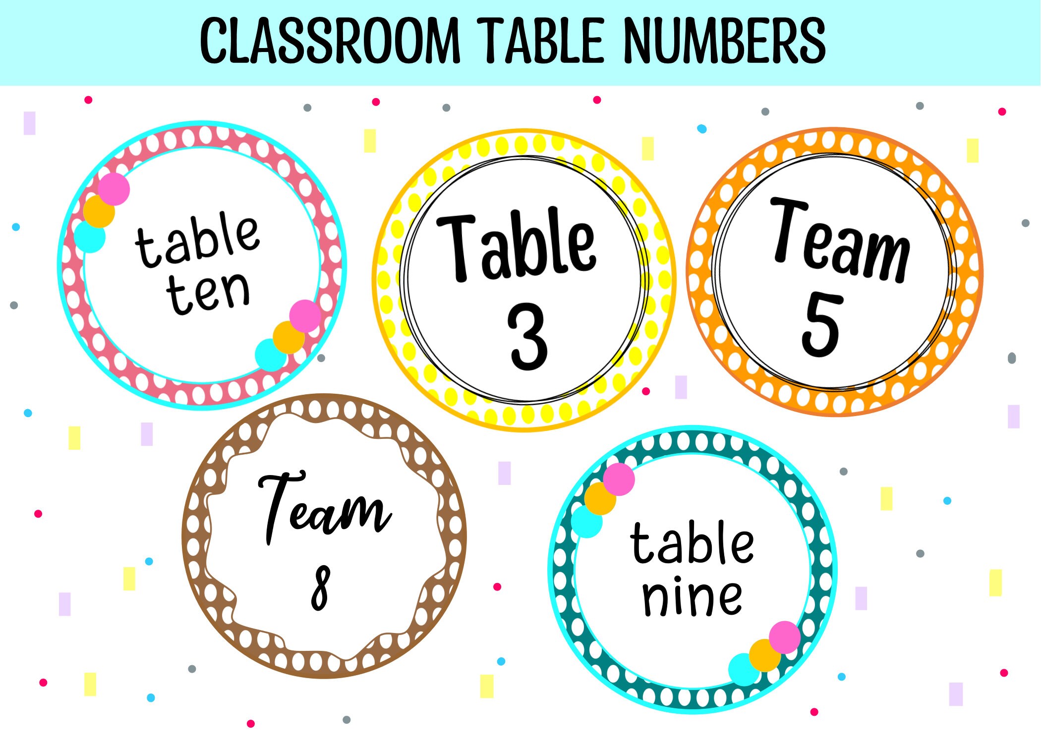 Classroom Table Numbers Printable Table Numbers Round Etsy