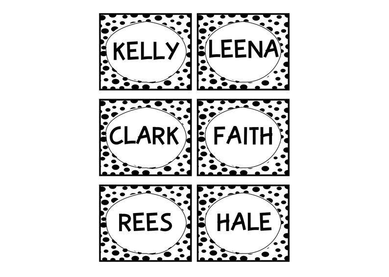 Printable Black and White Name Tags, Name Signs, Back to School Labels ...