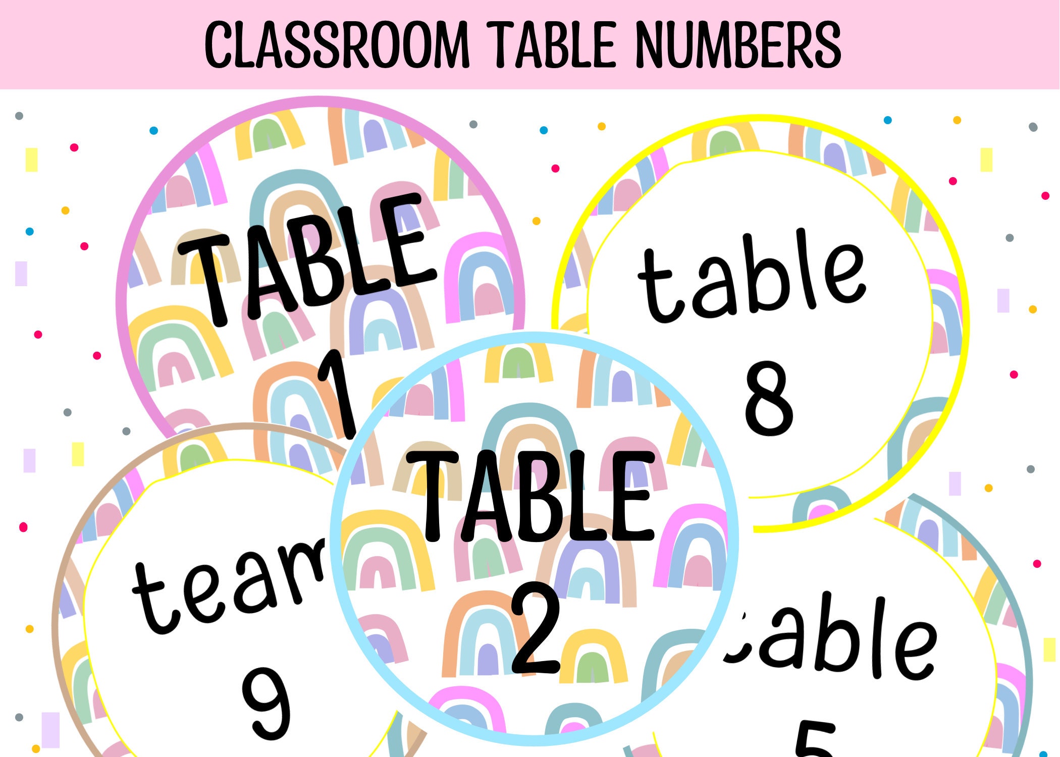 Classroom Table Numbers Printable Table Numbers Round - Etsy Canada