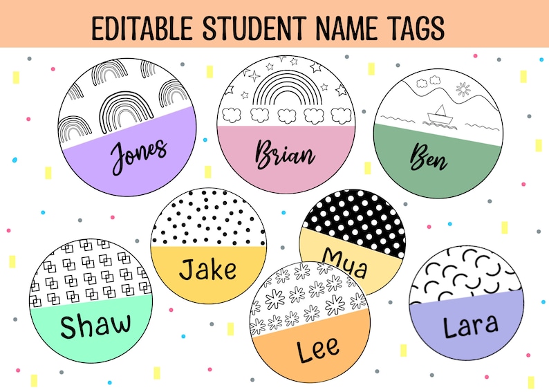 Student Name Tags Classroom Labels Neutral Student Labels Etsy