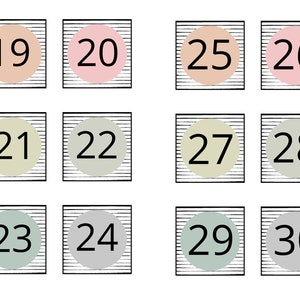 Printable Classroom Calendar Numbers, Square Number Cards, Printable Number Posters, Cubby ...