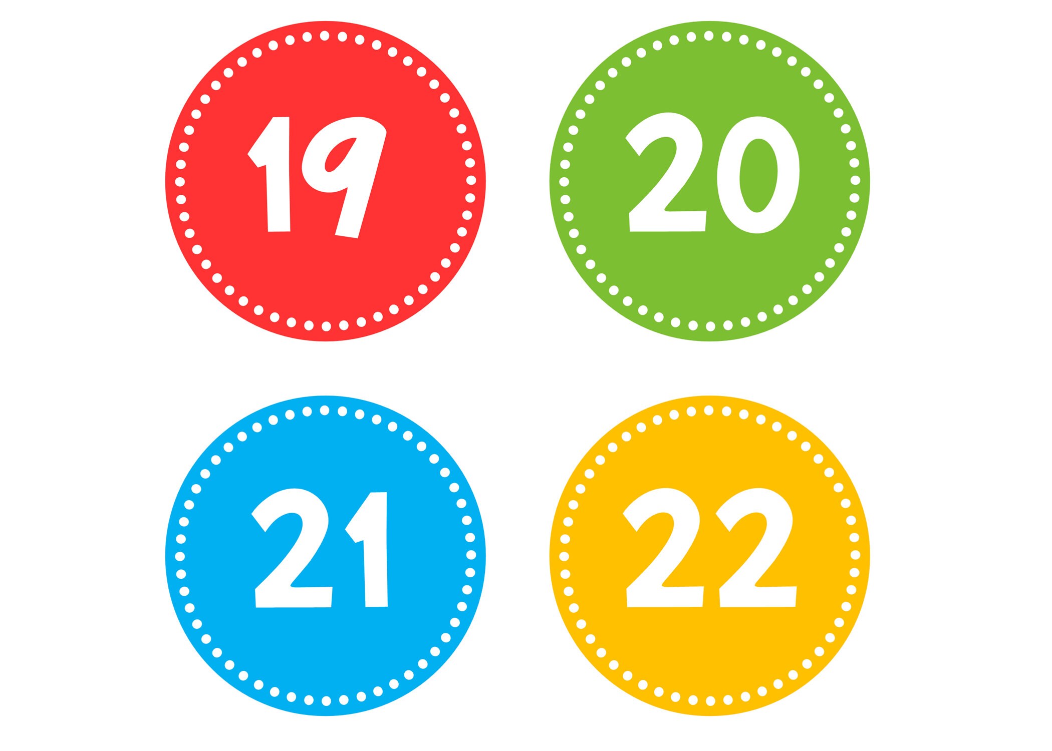Printable Bright, Colorful Number Labels, Classroom Calendar Number ...