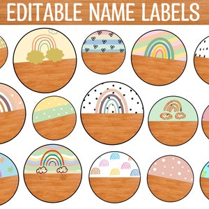Printable Round Student Name Labels, Boho Circular Name Labels, Student Name Cards, Locker Labels, Book Bin Labels, Cubby Labels, Labels