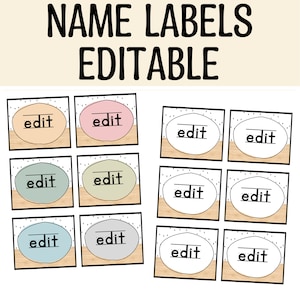 Printable Name Tags, Editable Boho Name Labels, Back to School Labels, Kids Cubby Labels, School Labels, Name Tents, Name Cards, Labels