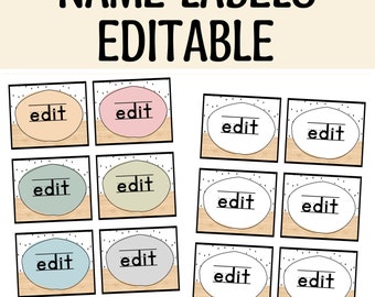 Etiquettes nominatives bohèmes imprimables, décorations de classe modifiables (PPTX)