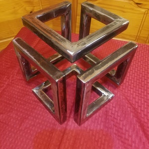 Scrap Metal Steel Art Infinty Cube Sculpture
