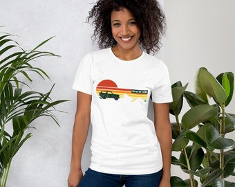 Tee-shirt Retro Sunset Green Bronco, tee-shirt New Bronco pour femmes, tee-shirt Bronco vert, tee-shirt Ford Bronco pour hommes