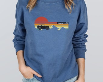 Unisexe Retro Sunset Bronco Sweatshirt, Sweat-shirt Ford Bronco pour homme, Sweat-shirt Bronco 2 portes pour femmes