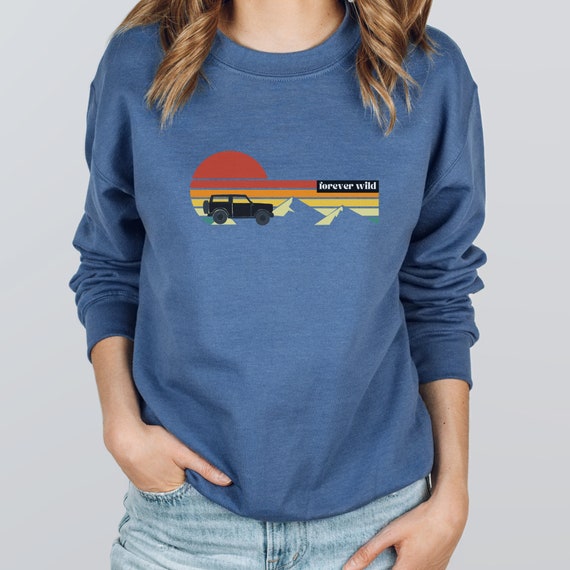 Unisex Retro Sunset Bronco Sweatshirt, Men's Ford Bronco Sweatshirt, Women's 2 door Bronco Sweatshirt