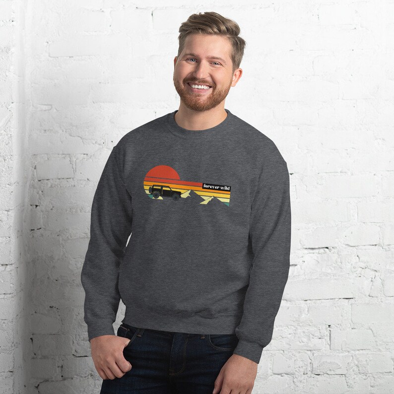 Unisex Retro Sunset Bronco Sweatshirt, Men's Ford Bronco Sweatshirt, Women's 2 door Bronco Sweatshirt