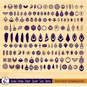 Earring Templates SVG, AI, EPS: Laser Cut Leather & Wood Jewelry (Digital Download