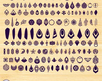 Plantillas de aretes SVG, AI, EPS: Joyas de cuero y madera cortadas con láser (Descarga digital)