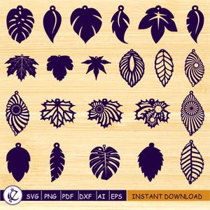 Earrings templates SVG, ai, eps Leather Wooden jewelry Leather earrings svg, Wooden earrings DXF, Laser cut Cutting File, Cricut, Silhouette