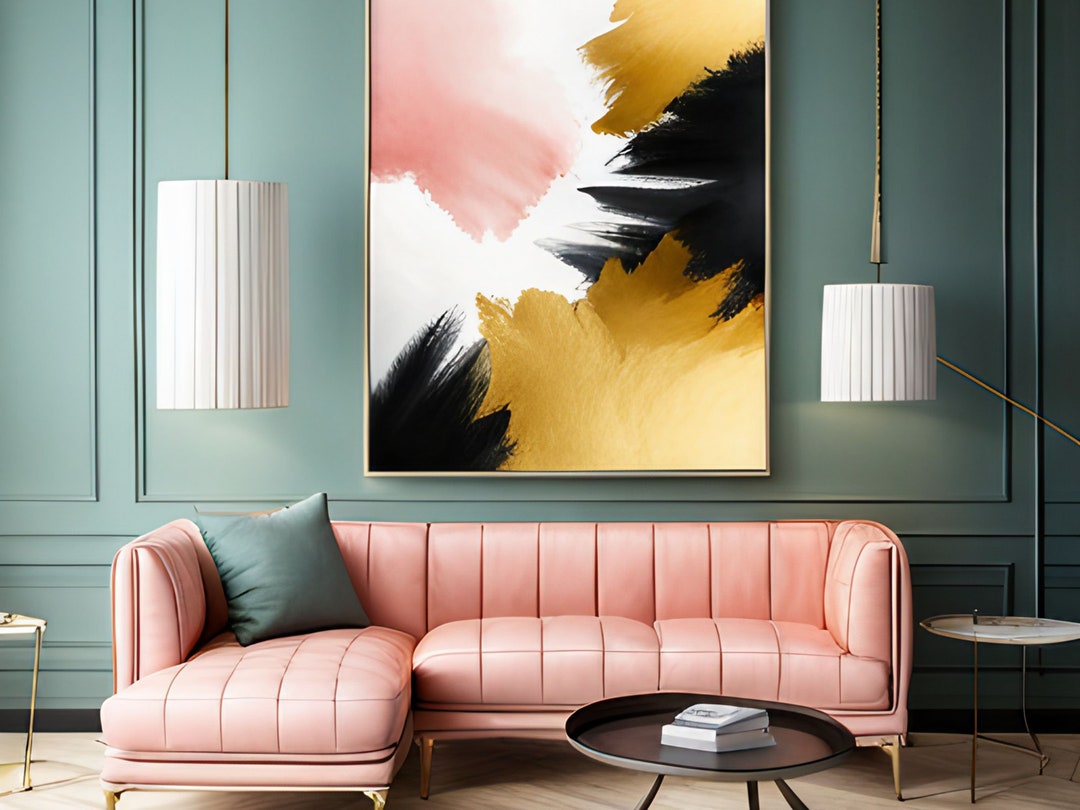 Blush Pink, Gold, and Black Wall Decor Printable Art Digital Download Highquality Modern Wall