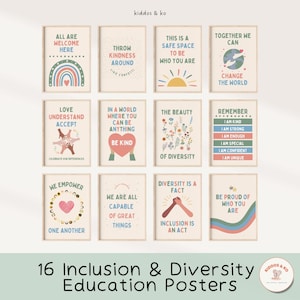 Inclusion Posters for School Boho Classroom Decor Safe Space Wall Art Inclusive Education Prints Counselor Office Diversity Social Work Sign