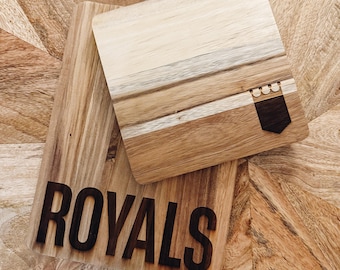 Royals Acacia Wood Charcuterie Board, Kansas City Baseball Decor