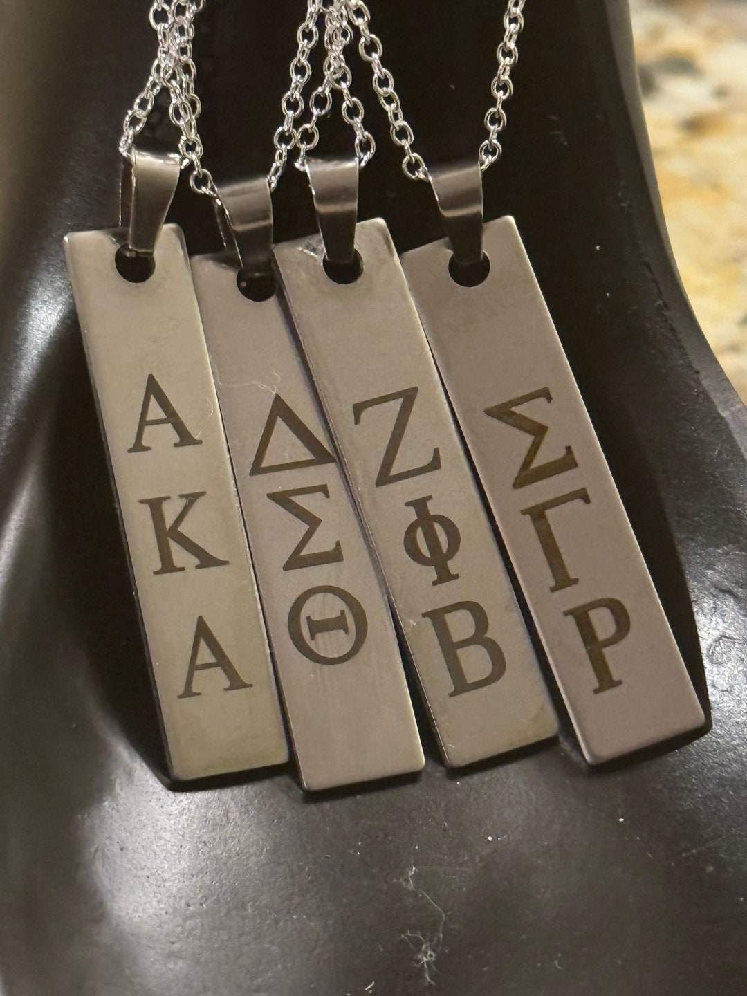 Sorority Stainless Steel Bar Pendant With 21 Stainless Etsy