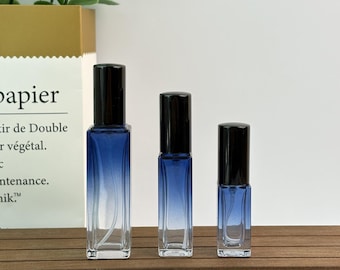 Glaszerstäuber mit schwarzem Farbverlauf, personalisiertes quadratisches Parfümspray, nachfüllbare auslaufsichere Reiseflaschen für einzigartige Duftlagerung