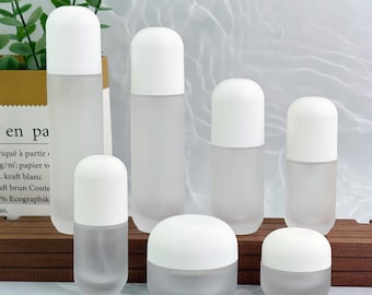 Frasco de vidrio esmerilado para loción, espray y crema, envase cosmético minimalista, frascos y botellas rellenables para el cuidado de la piel, como tónico, sérum y crema facial.