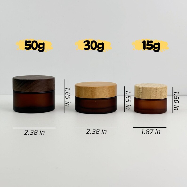 15g 30g 50g 100g 150g 200g Frosted Amber Glass Cream Jar, Refillable ...