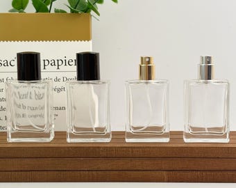 30ml Klarglas-Sprühflasche, nachfüllbare Parfümflasche, minimalistischer Duftzerstäuber mit schwarzem Verschluss, Gold- oder Silbersprüher, Parfümgläser