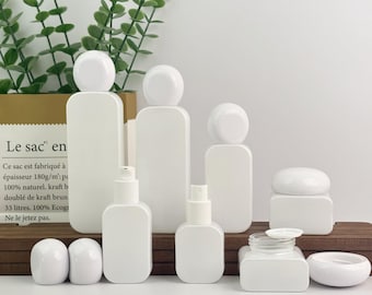 High-End-Kosmetikbehälter aus weißem Glas, leere Spray- und Lotionsflasche, Cremegläser, nachfüllbare Hautpflegeverpackung für kleine Unternehmen, Geschenkset