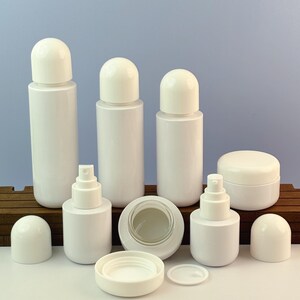 Minimalist White Skincare Packaging, Refillable Lotion & Spray Bottles, Glass Cream Jar, Empty  Cosmetic Container for DIY Beauty Brands