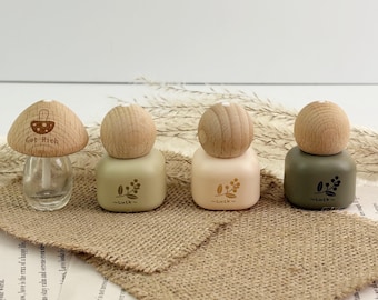 Mini recipientes para aromaterapia con diseño impreso, botella difusora de vidrio con forma de hongo y cubo de azúcar para decoración del hogar, envase para aceites esenciales.