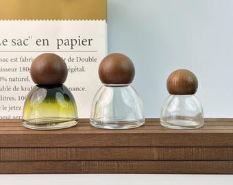 Kleine Glasserumverpackung mit Holzdeckel, nachfüllbare Parfümnachfüllflasche, tragbare Reisearomatherapie, Duftbehälter Zuhause & Geschenk