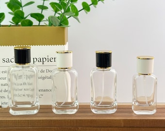 Glass Spray Bottle 20ml 30ml 50ml, Refillable Perfume and Cosmetic Packaging, Clear Bottle with Black or White Cap