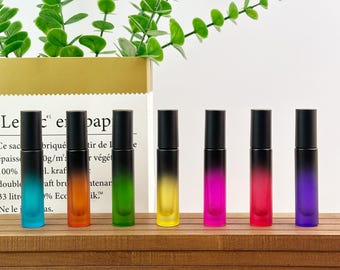 5ml Glass Roller Bottle, Colorful Perfume Oil Container, Empty Essential Oil Sample Bottle with Black Cap