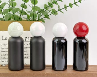 100ml Schwarzglas Tropffläschchen, matter oder glänzender Serumbehälter, nachfüllbare Verpackung für ätherisches Öl & Hautpflege, optional Sphere Cap