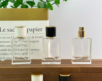 30ml Glass Spray Bottle, Clear Empty Perfume Bottle with Gold Sprayer, Black or White Cap, Refillable Fragrance Packaging