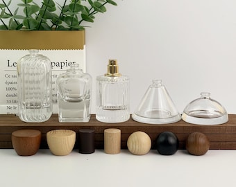 Botella de spray de vidrio transparente de 30 ml, 50 ml y 100 ml, botella de fragancia vacía para atomizador de engarce, empaque de lujo para marcas de belleza DIY, múltiples formas