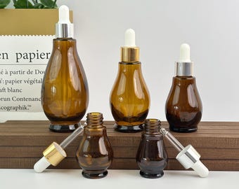 Contenedor con protección UV para aceites esenciales, productos de cuidado de la piel caseros, frascos cuentagotas de vidrio ámbar, artículos de tocador de viaje y envases para pequeñas empresas.