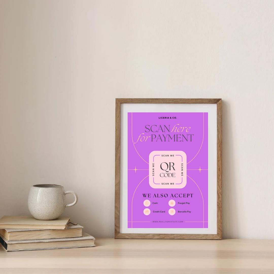 Scan to Pay Sign, QR Code Sign Template, Small Business Marketing, Cash ...