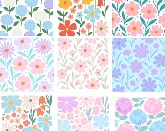 Abstract Flower PNG bundle, Danish Flower, Hydrangea, retro flower, vintage flower, boho, floral Groovy seamless pattern digital download