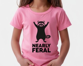 Racoon Funny Digital Design, Nearly Feral, sarcastic Humor for Adults / Kids, Funny Racoon PNG